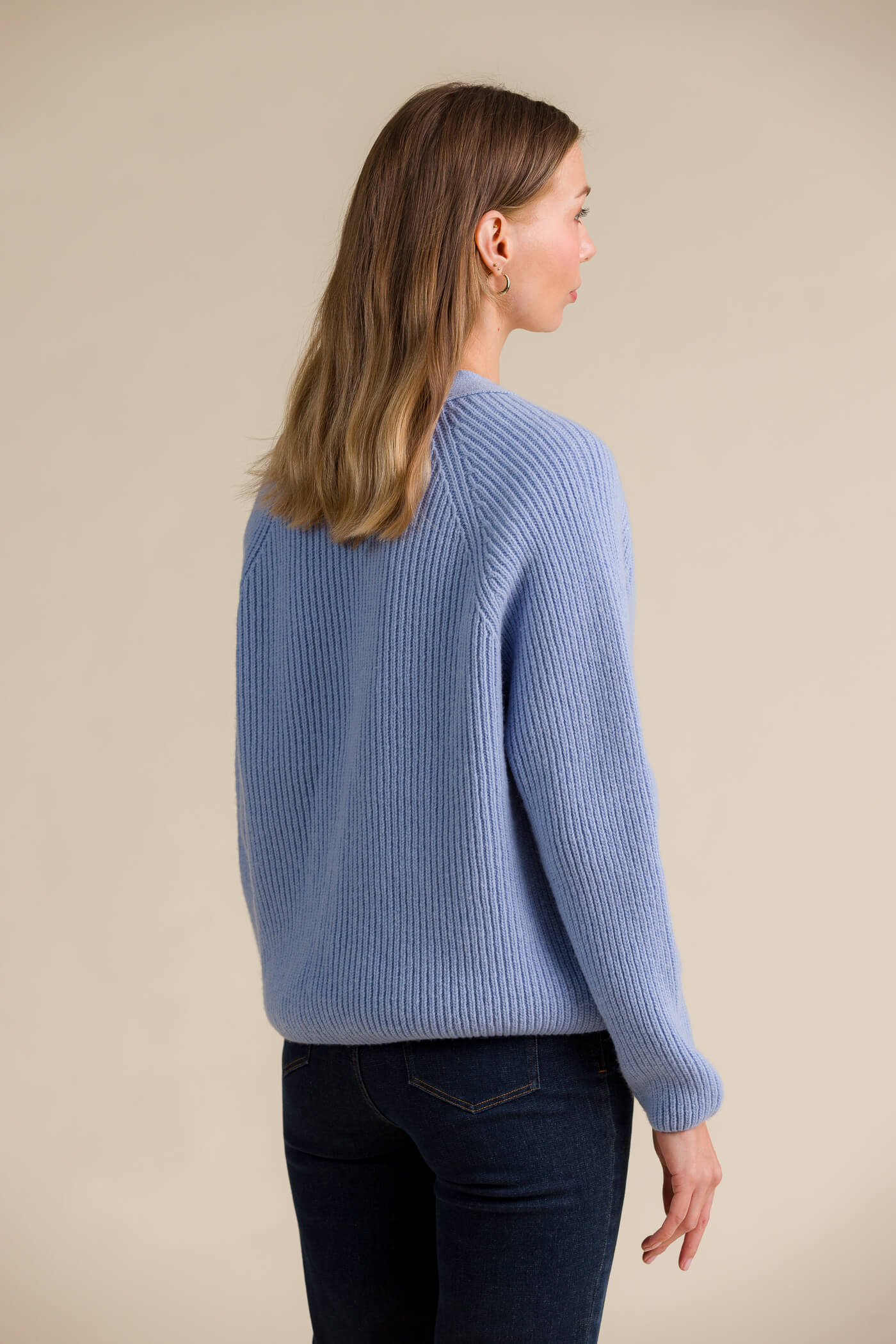 cleo neuletakki vaaleansininen takaa