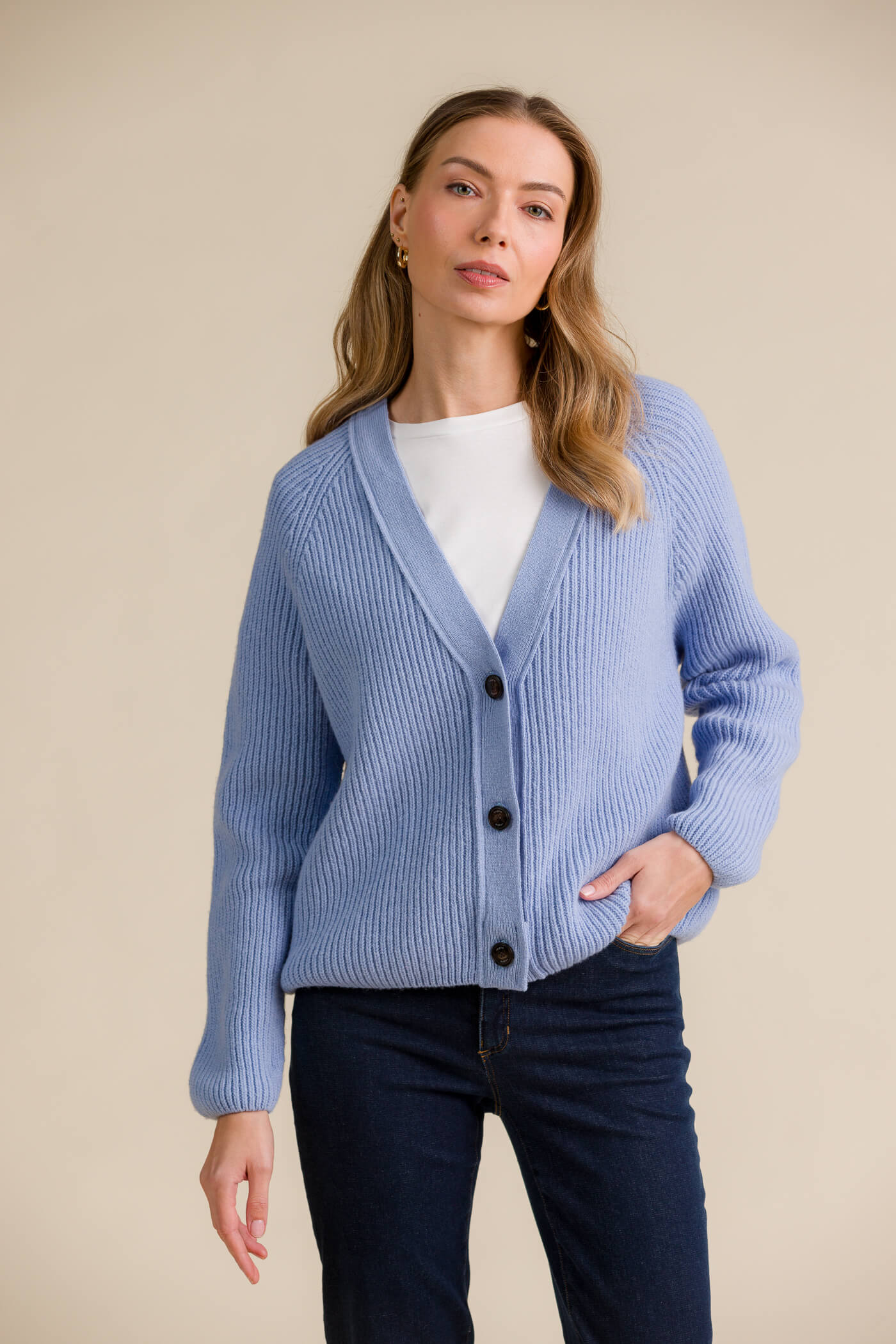 cleo neuletakki vaaleansininen