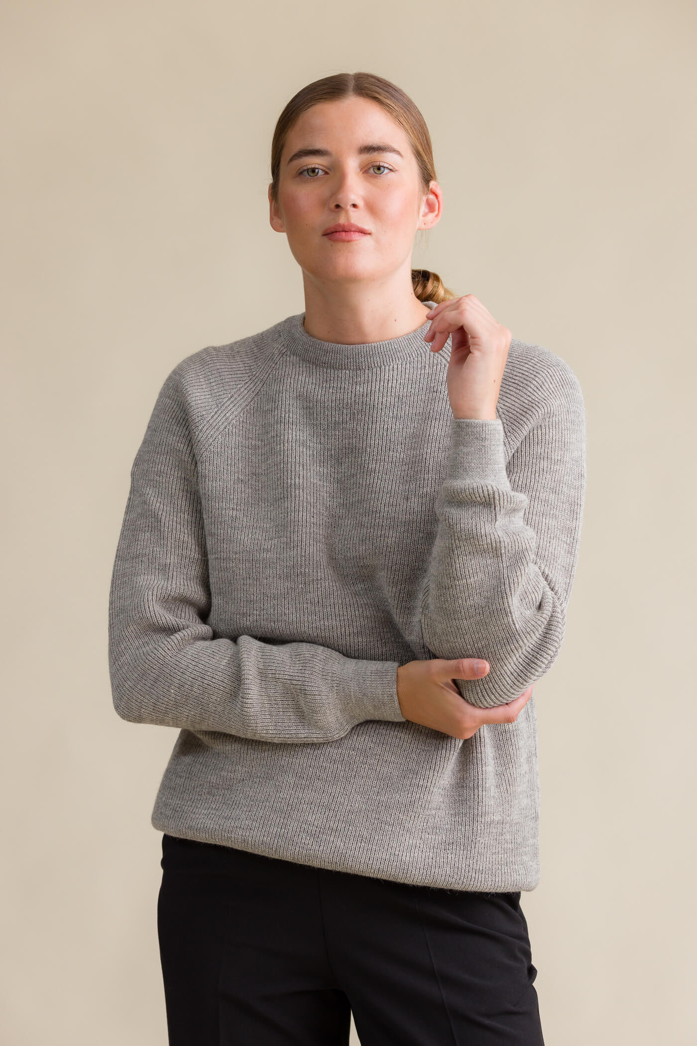 max unisex neule vaaleanharmaa melange