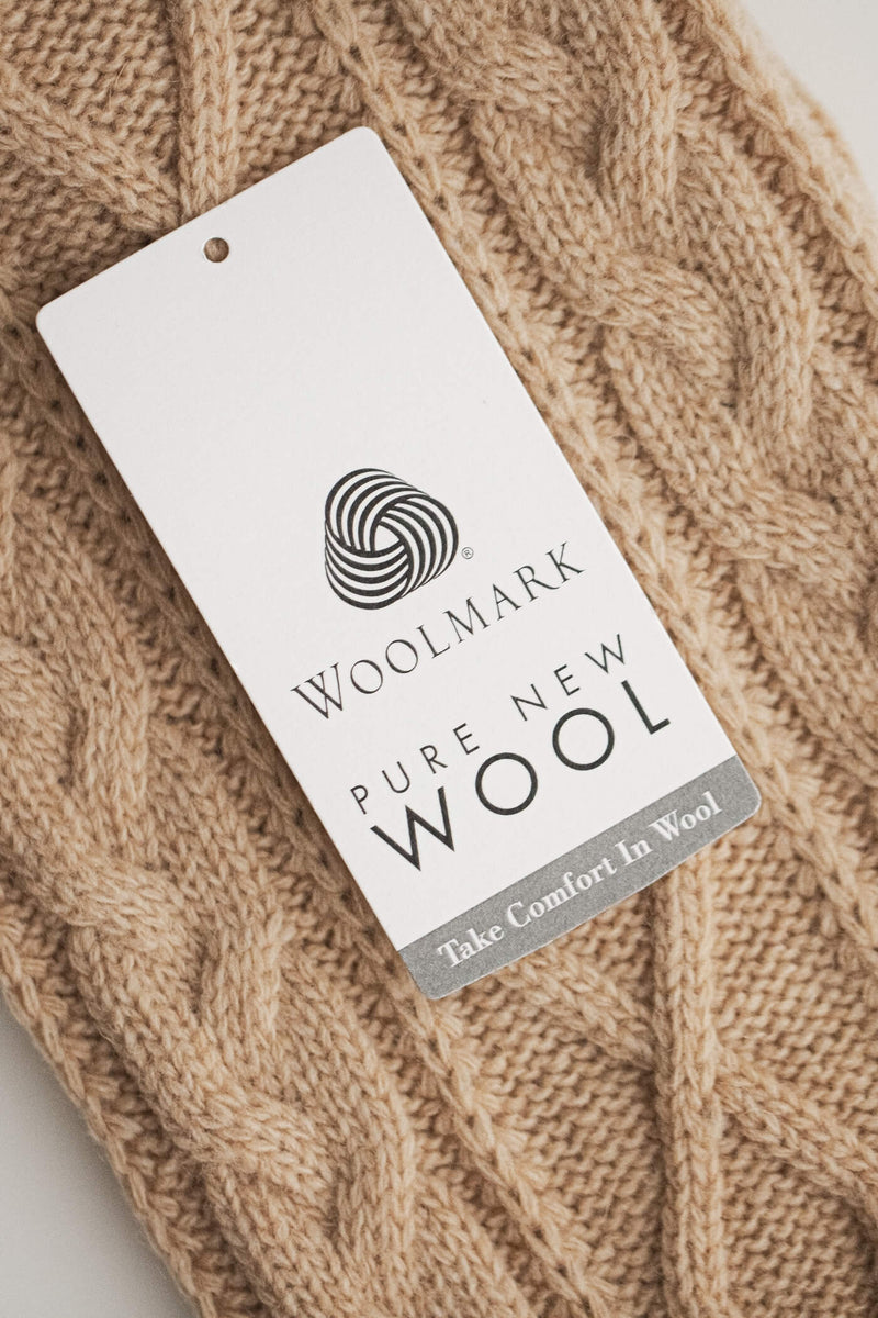 koiran neule palmikko beige woolmark