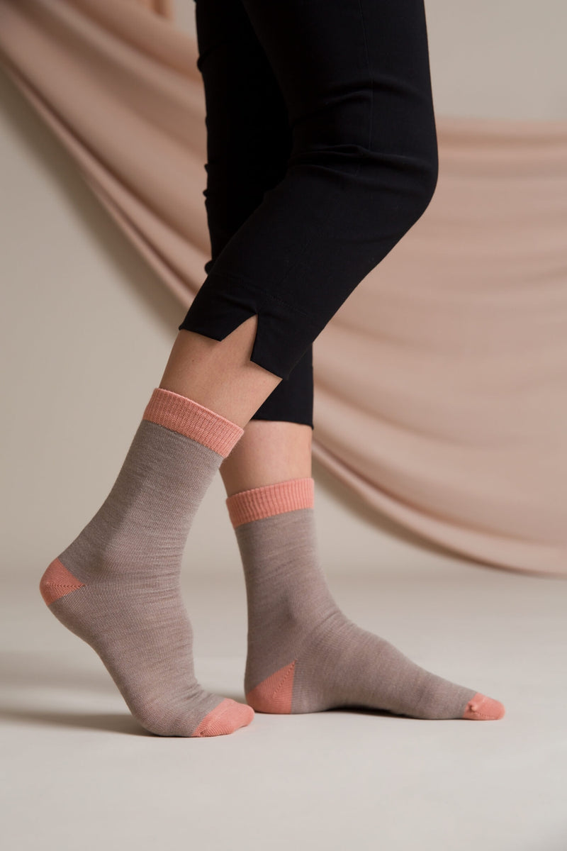Ellis merinovillasukat taupe / marsala