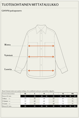 GIANNI Villainen unisex-paitapusero kivenharmaa mittataulukko