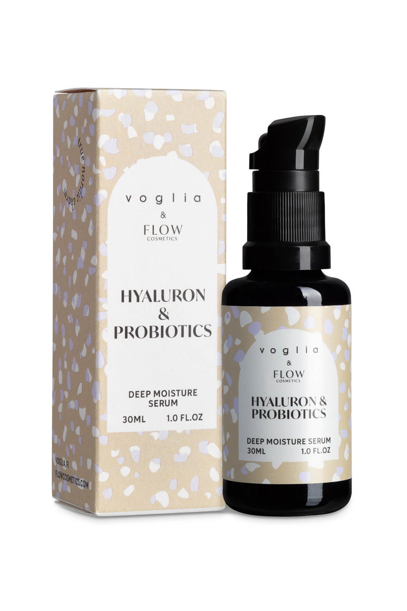 HYALURON & PROBIOTICS SERUM Syväkosteuttava seerumi pakkaus