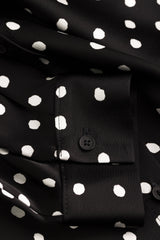 KRISTINA Kuosillinen paitapusero musta-luonnonvalkoinen materiaali2