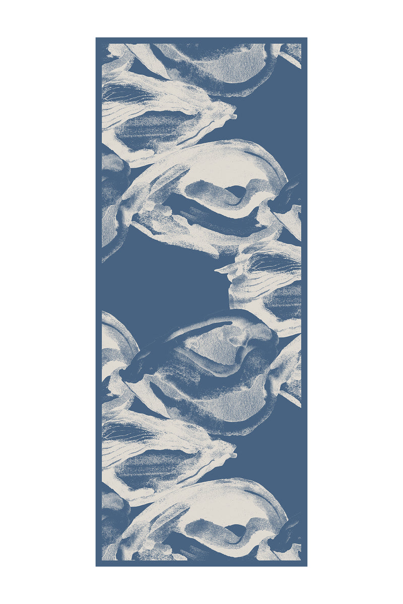 MILA Kuviollinen puuvilla-silkkihuivi sininen tasokuva